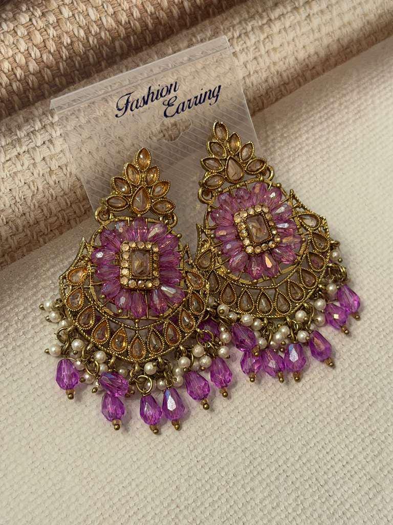 Chandbali Earrings for Women, Bridal Statement Earrings, Traditional Indian.