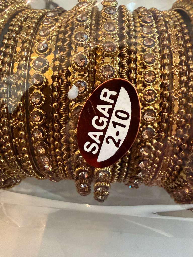 Traditional Bridal Bangle Set, Antique Gold Tone Stackable Bangles