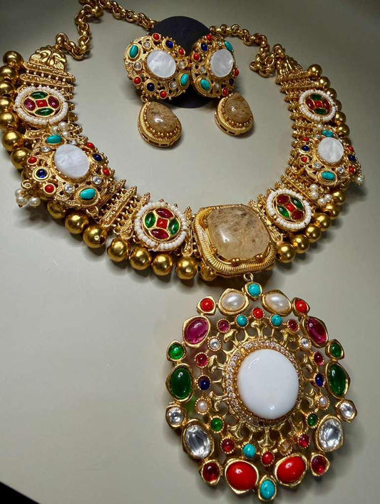 Luxury Bridal Jewelry Set, Statement Necklace Set with Earrings & Pendant