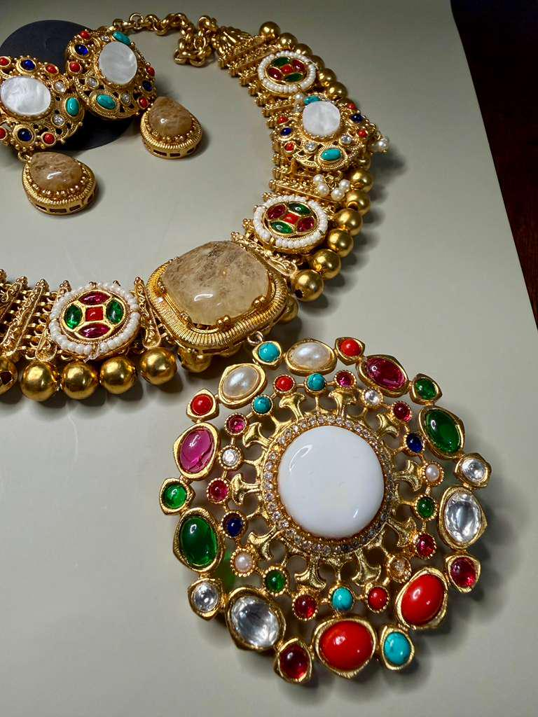 Luxury Bridal Jewelry Set, Statement Necklace Set with Earrings & Pendant