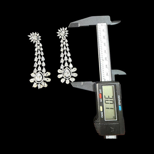 Luxury Pearl Drop Chandelier Earrings, Gold Plated CZ Bridal Earrings