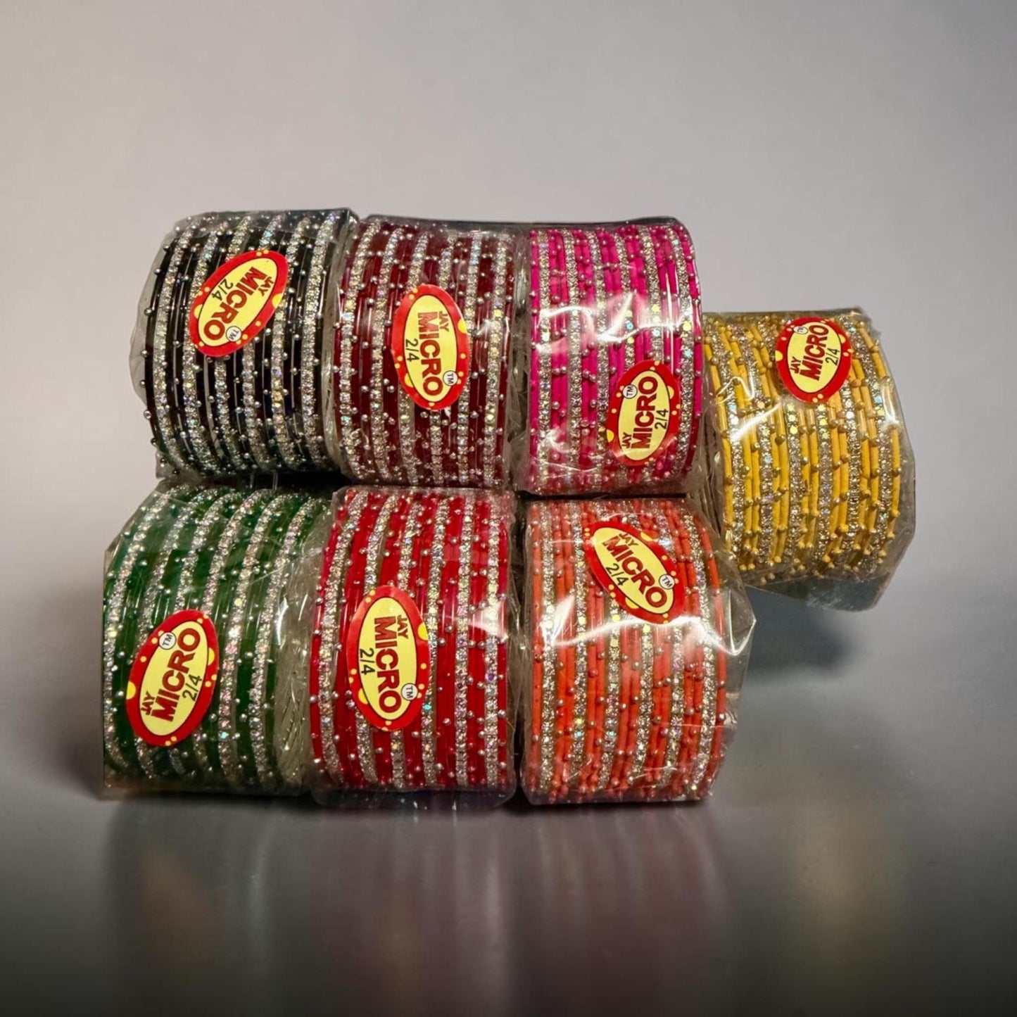 Glitter Rhinestone Micro Bangles Bridal Traditional Stack churian women’s n teens size 2.4 Ethnic Wedding Jewelry.