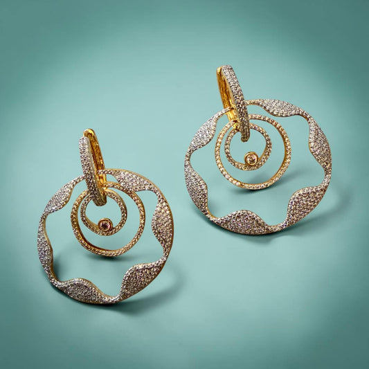 Gold Spiral Statement Earrings, Modern Sculptural Drop Earrings, Minimalist Contemporary Jewelry