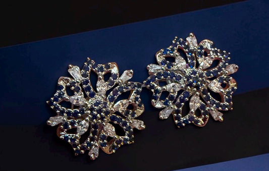 Floral Studs, Statement Flower Earrings, Sparkly Evening Earrings, Bridal Earrings
