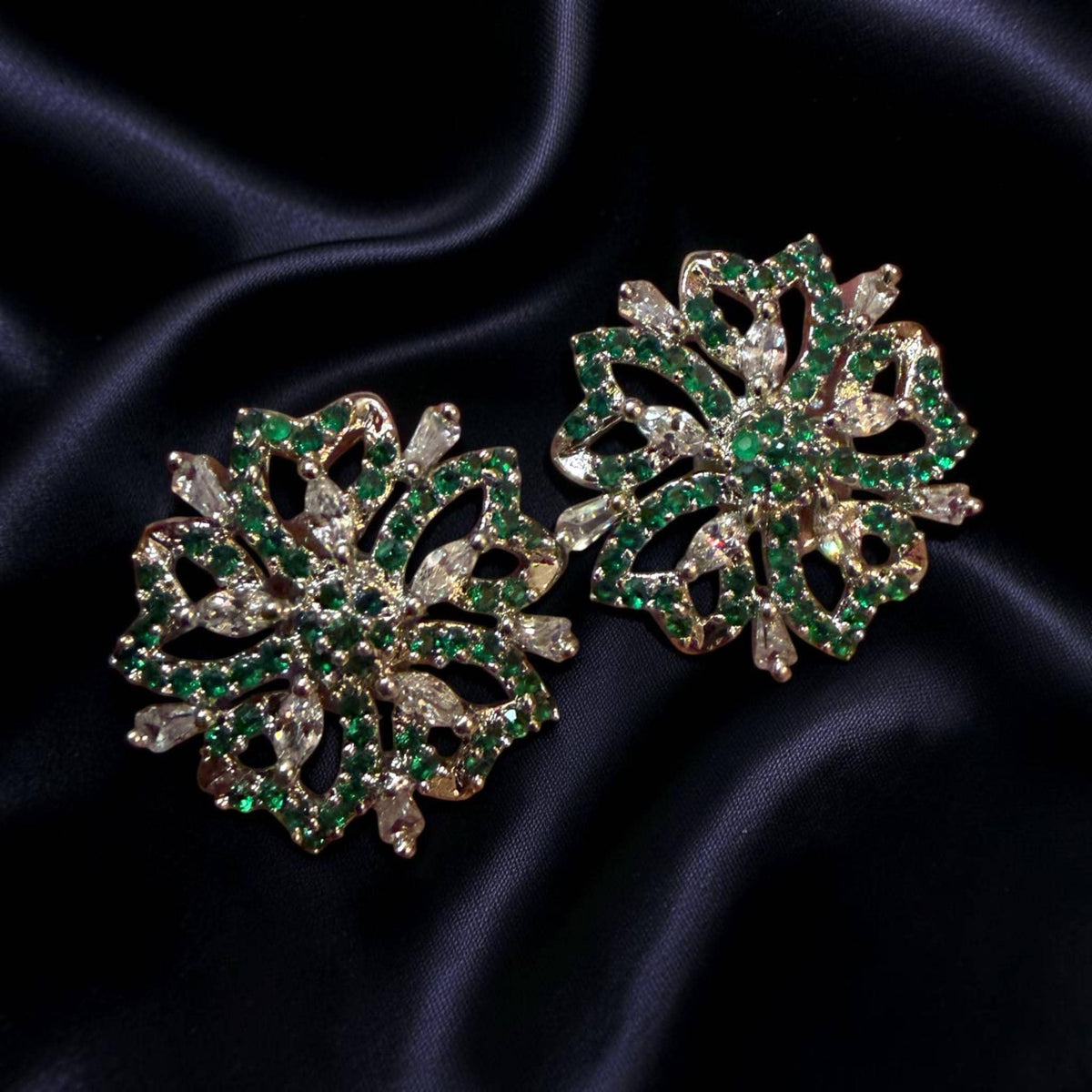 Floral Studs, Statement Flower Earrings, Sparkly Evening Earrings, Bridal Earrings