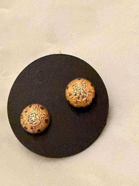 Gold Plated Round Stud Earrings, Cubic Zirconia Stud Earrings
