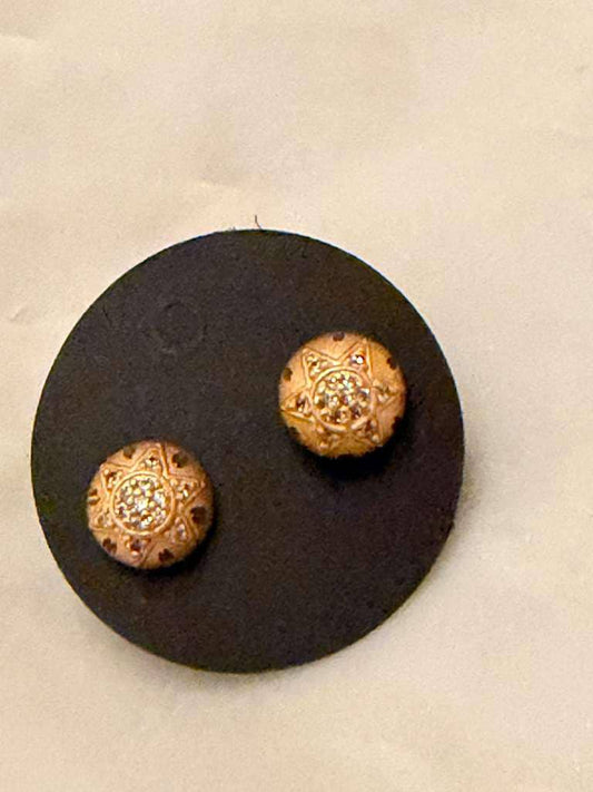 Gold Plated Round Stud Earrings, Cubic Zirconia Stud Earrings