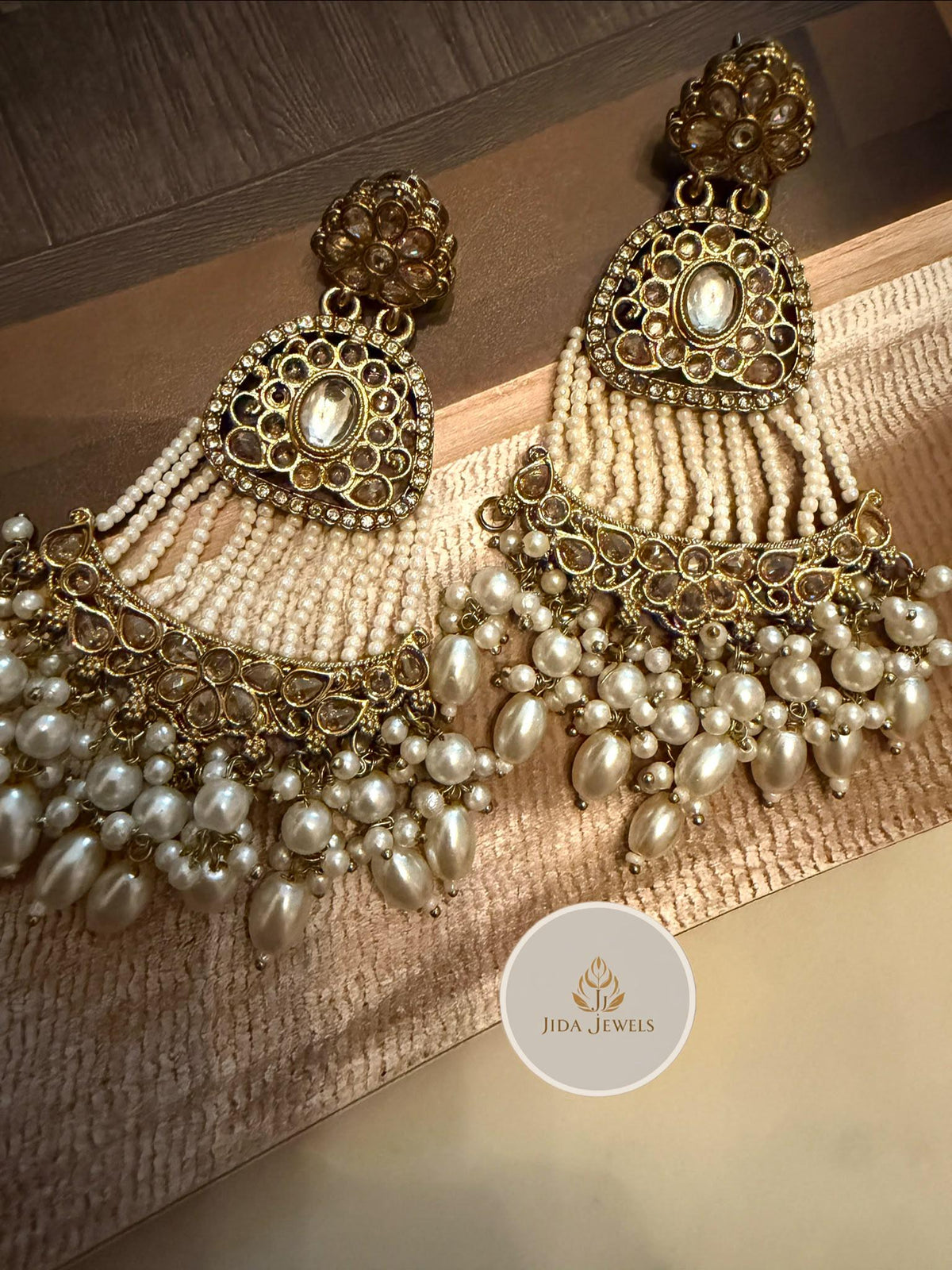 Pearl Tassel Chandbali Earrings, Statement Bridal, Vintage Wedding Jewelry, Traditional Pearl Drop