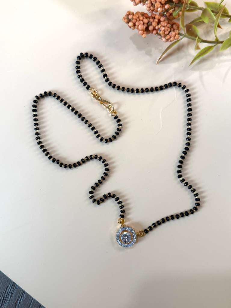 Minimalist Mangalsutra Necklace for Women, Beaded Pendant Necklace, Everyday Bridal