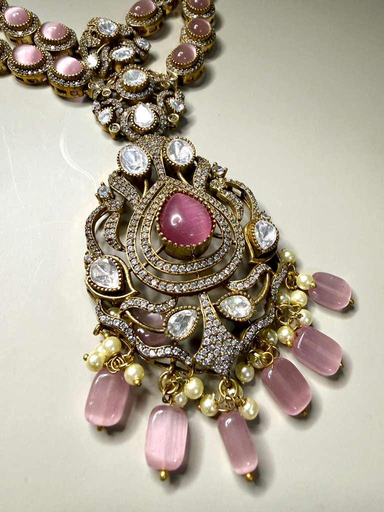 Kundan Style Necklace Set with Jhumka Earrings, Statement Bridal Jewelry