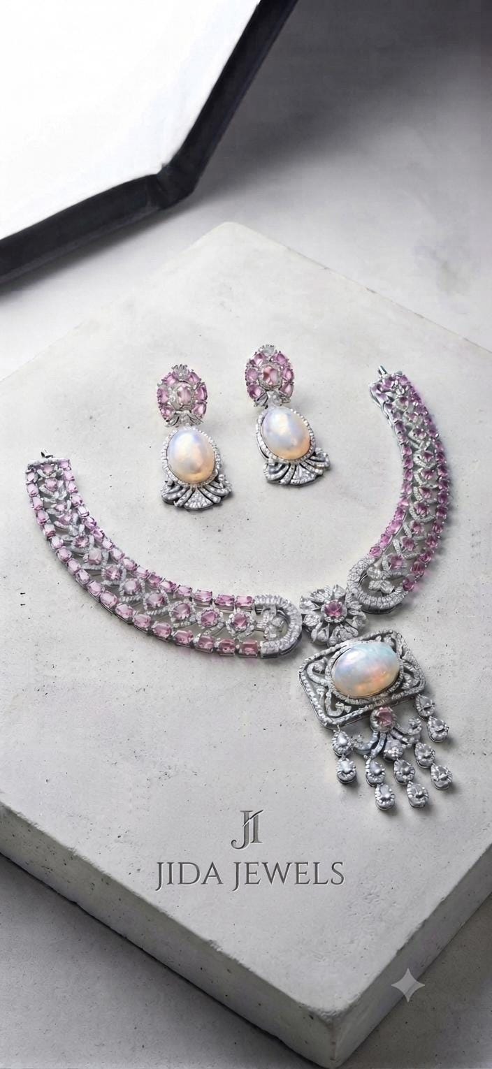 Luxury Statement Pendant Necklace Set with Earrings, Bridal Jewelry Set