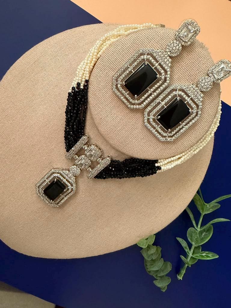 CZ stones Choker with Pendant, Drop Earrings, Wedding Jewelry, Luxury Gift for Women