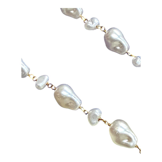Baroque Pearl Pendant Necklace with Emerald Stone in Gold Tone for Women