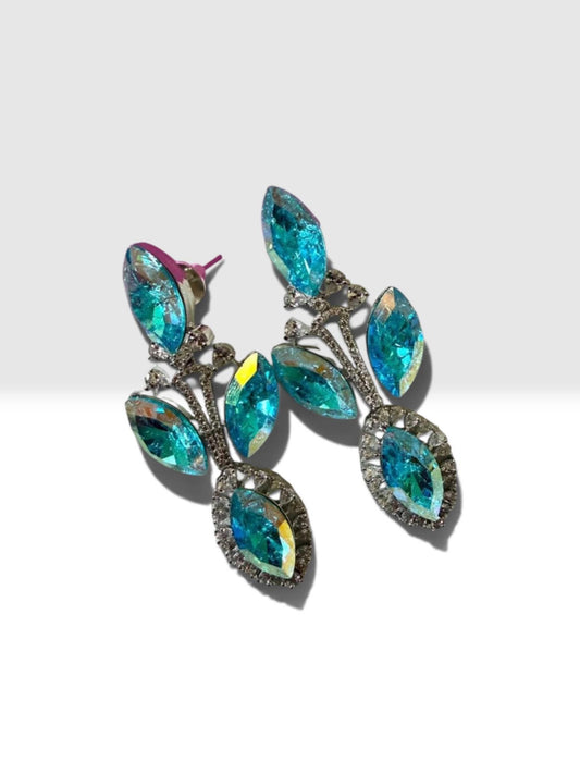 Contemporary Botanical Drop Earrings with Designer Luxury Style Swarovski