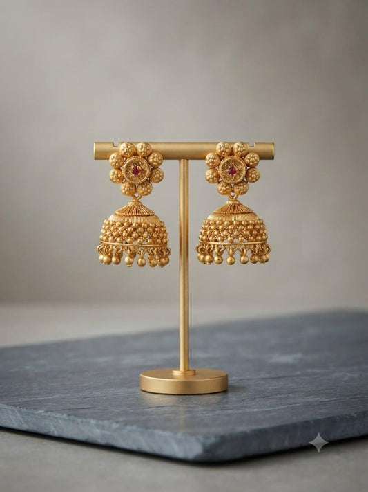Elegant Floral Jhumka Earrings for Cultural Celebrations and Special Occasions