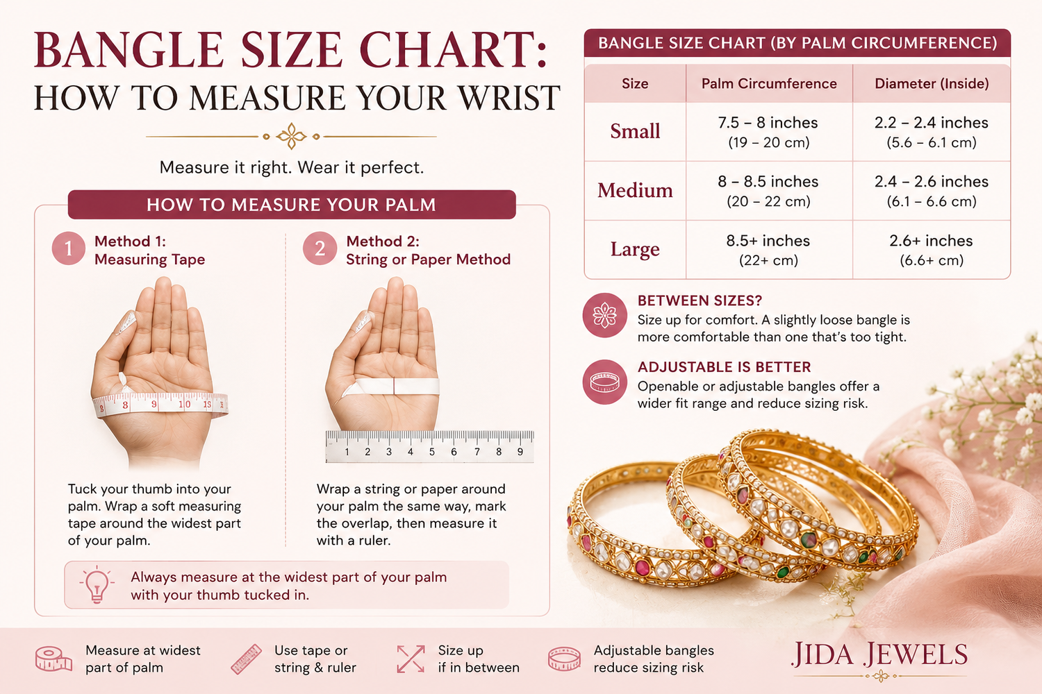 Bangle Size Chart: How to Measure Your Wrist