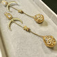 Crescent Moon Filigree Earrings – Long Gold Dangle Bridal Statement Gold plated