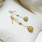 Crescent Moon Filigree Earrings – Long Gold Dangle Bridal Statement Gold plated