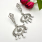 Luxury Indian Silver-Plated Diamond Earrings with Teardrop Design - Elegant Jewelry for Women