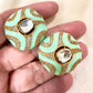 Bollywood Indian enameled studs teal green color gold finish