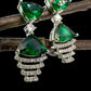 Green Emerald Color Cubic Zirconia CZ Necklace Set with Earrings Rhodium Polish Designer Jewelry