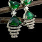 Green Emerald Color Cubic Zirconia CZ Necklace Set with Earrings Rhodium Polish Designer Jewelry