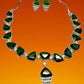 Green Emerald Color Cubic Zirconia CZ Necklace Set with Earrings Rhodium Polish Designer Jewelry