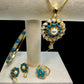 Mother of Pearl & Turquoise Jewelry Set - Gold Plated Elegance