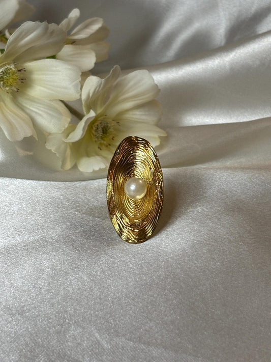 Oval pearl Adjustable Ring