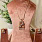 Gold Rectangle Pendant Necklace and Earrings Set, Floral Cubic Zirconia