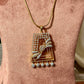 Gold Rectangle Pendant Necklace and Earrings Set, Floral Cubic Zirconia
