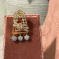 Gold Rectangle Pendant Necklace and Earrings Set, Floral Cubic Zirconia