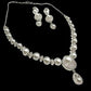 Micro CZ Stone Setting Necklace Set with Earrings - Elegant Pearl & CZ Jewelry