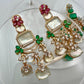 Bollywood Indian Designer high end Earrings with doublet stone,gold finish,Victorian,Ad stones