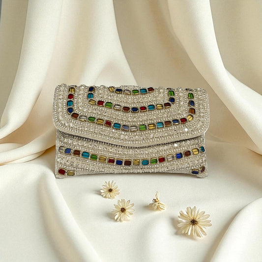 Designer embroidery clutch hand bag rare