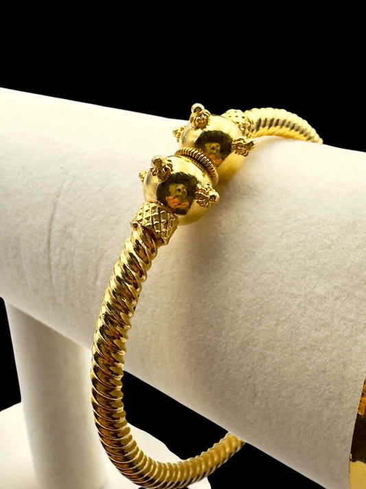Gold Plated Diamond Bangle – Hinged, Adjustable Women's Bracelet
