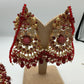 Red Kundan Bridal Jewelry Set – Gold Choker Necklace, Tikka Earrings