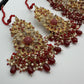 Red Kundan Bridal Jewelry Set – Gold Choker Necklace, Tikka Earrings
