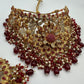 Red Kundan Bridal Jewelry Set – Gold Choker Necklace, Tikka Earrings