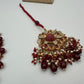 Red Kundan Bridal Jewelry Set – Gold Choker Necklace, Tikka Earrings