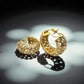 Gold Plated Bali Hoop Earrings - Matt Finish, Gemstone Accents