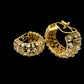 Gold Plated Bali Hoop Earrings - Matt Finish, Gemstone Accents