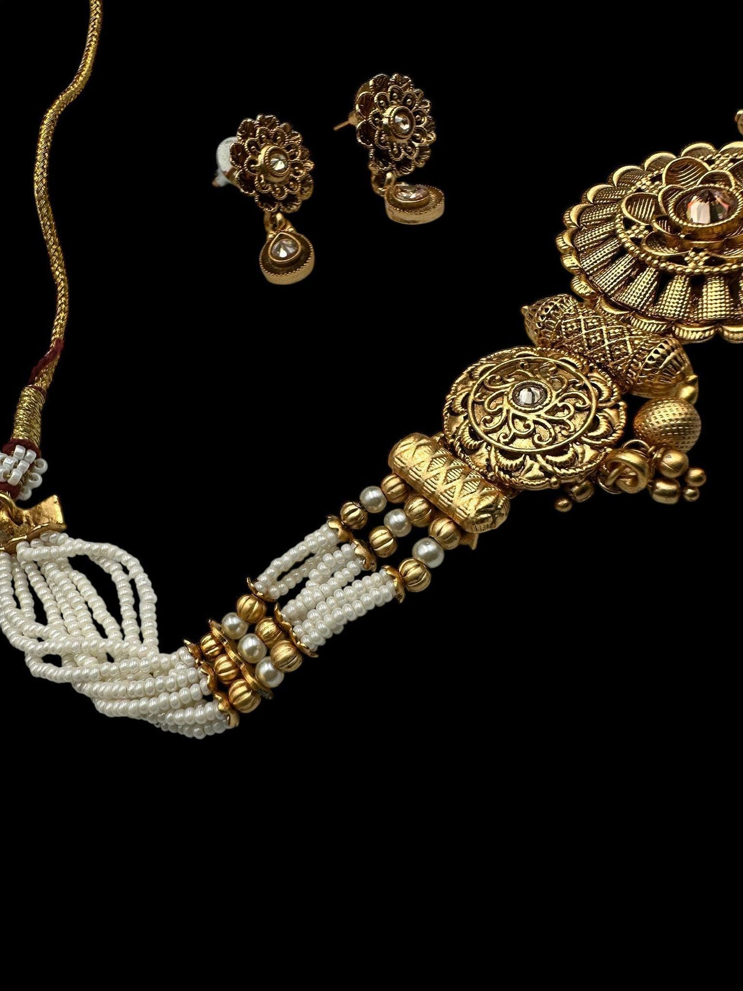 Indian Rajwari Necklace Choker Set - Gold Plated | Traditional Jewelry for Women