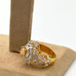 Bollywood Style Gold Diamond Ring with Peach Gemstone - Luxurious Jewelry for Women