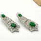 Silver Plated CZ Stone Emerald Green Earrings - Elegant Drop Dangle Jewelry for Women