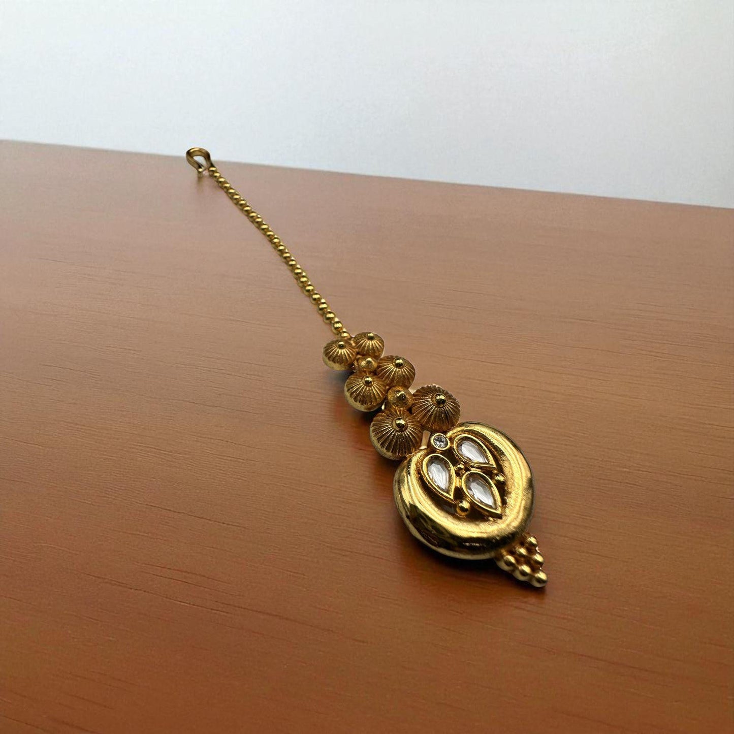 Gold Plated Tikka - Traditional Indian Jewelry with Clear Stone Accents