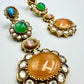 Designer Statement Earrings - Yellow Doublet in Antique Gold Finish
