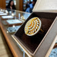 Cubic Zirconia Ring Gold Plated | Elegant Statement Jewelry with Leaf Motif