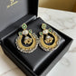 Gold & Silver oxerdize Tone Jhumka Earrings with Green Traditional Ethnic Jewelry