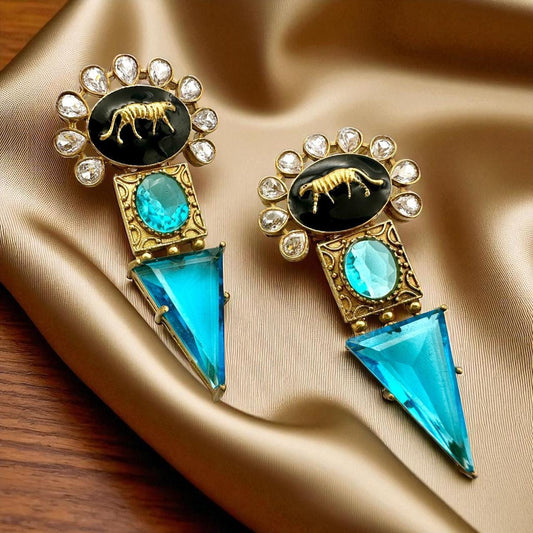Handcrafted Polki Jewelry with Aquamarine and Kundan Stones